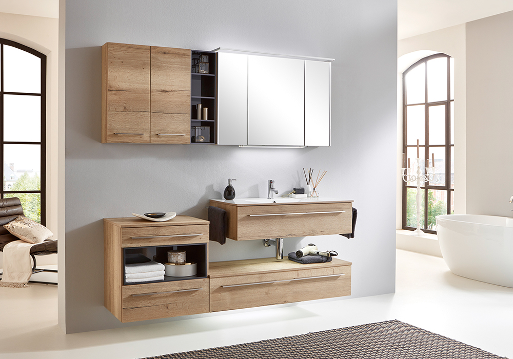 11850_18 MARLIN BAD 3260_100cm_Eiche Struktur Nachbildung_Anthrazit Seidenglanz